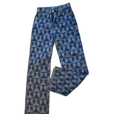 Contrast heart shape jeans