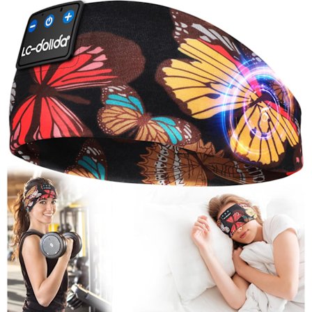 Sovehovedtelefoner Pandebånd Bluetooth 5.4, Hovedtelefoner Trådløse med USB C Opladningsport, Sovemaske