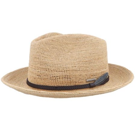 Stetson - Beige straw Hatt - Raffia Crochet Natural Fedora Straw Hat @ Hatstore