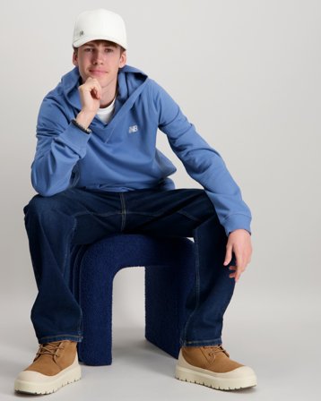 New Balance New Balance French Terry Small Logo Hoodie Niebieski Bluzy z kapturem Chłopiec - Kids Brand Store