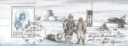 Grønland - Alfred Wegener ekspeditionen - Stemplet miniark