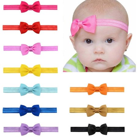 10-pakning med hårbånd til babyjenter (0-3 år) - Myke og elastiske babyhårbånd - Flere farger - Hårtilbehør til barn