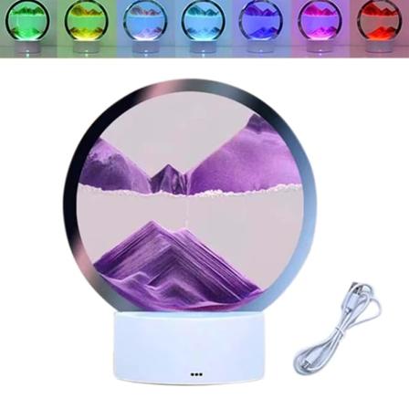 RGB LED Sand View Lampe, Bevægelig Lilla Sand Art Natlampe, 7 Farver Timeglas Lampe 3D Dybhavsdisplay Dekoration Julegave