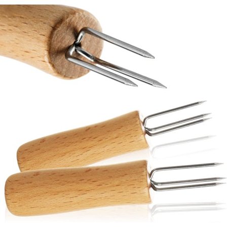 Maissihaarukka 3:lla ruostumattomasta teräksestä valmistetulla piikillä, ruostumaton - uudelleenkäytettävä maissi