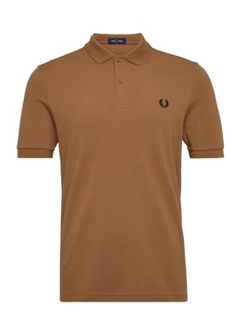 Plain Fred Perry Shirt Brown Fred Perry