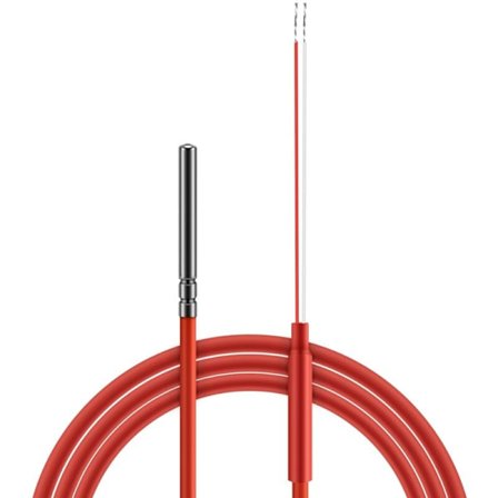 2-tråds PT1000 Temperatursensor, Silikongelbelagd Termistor, 1,5 Meter Sond, 45mm x 5 -50-180 Grader Celsius RTD