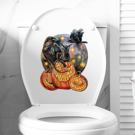 Dww-2 kpl Korppi Kurpitsa WC-tarra, Hauska seinätarra WC:hen, Kylpyhuoneeseen, Keittiöön, PVC