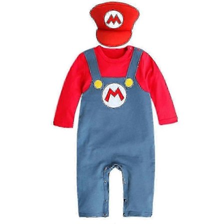 Super Mario Bros. Baby Cosplay Krypekjole Onesie Mario Luigi Cosplay Kostyme Hattsett V-Perfet