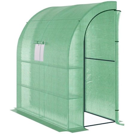 Rootz Greenhouse - Seinäkasvihuone - Kylmärunko - Ikkunoilla ja ovilla - 2 kerrosta 4 lankahyllyä - Vihreä 200L x 100W x 215Hcm