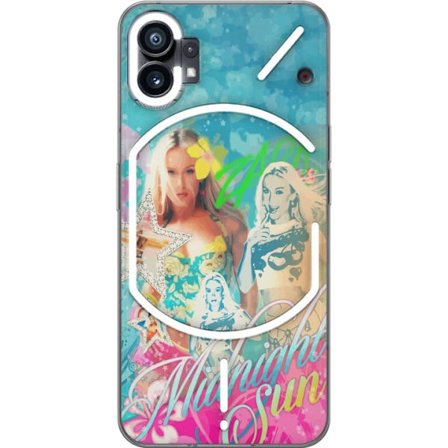 Yhteensopiva Puhelinkuori Nothing Phone (1) Seikkailumaailma Steve, Creeper ja eläimillä värikkäässä palikkagrafiikassa