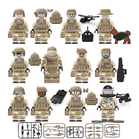 Seals Minifigures With Weapons And Inserted Building Blocks Toy 12pcs