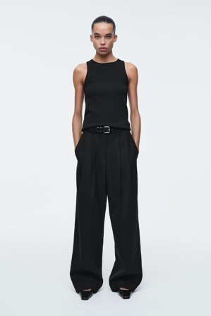 COS Women's Top De Tirantes De Punto Tubular in Negro