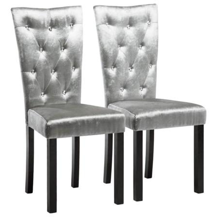 Vidaxl Matstolar 2 St Silver Sammet Silver