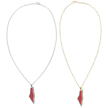 Halsband med vattenmelonhänge - Palestinsk flagga halsband Frukthänge halsband Palestinska patriotiska kedjesmycken för män och kvinnor