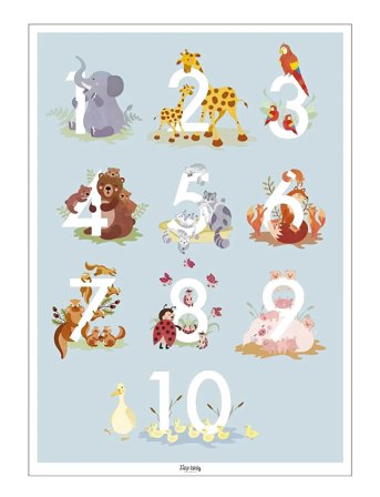 Poster & Frame Tiny Tails - Talplakat - Blå - Multi/patterned - 50X70CM