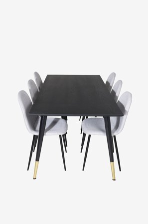 Venture Home - Matgrupp Doris inkl 6st matstolar Penally - Svart - Matgrupp 6 personer - Från Homeroom