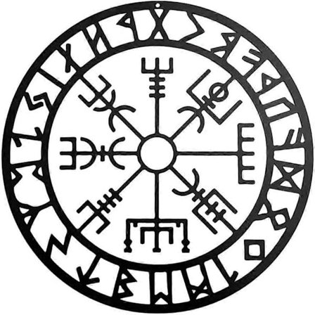 Viikinkikompassi seinätaide, pohjoismainen kompassiveistos musta ontto rauta metallinen seinäkoriste makuuhuoneeseen moderni makuuhuoneen 