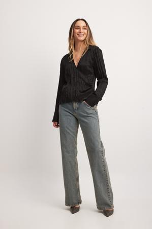 NA-KD Blouse structurée coupe cache-cœur - Blouses - Noir - EU 44