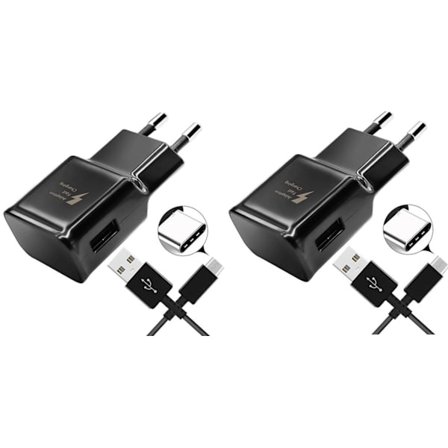 2 Snabbladdare med 1,5 m kablar, kompatibla med Samsung Galaxy och Note Plus