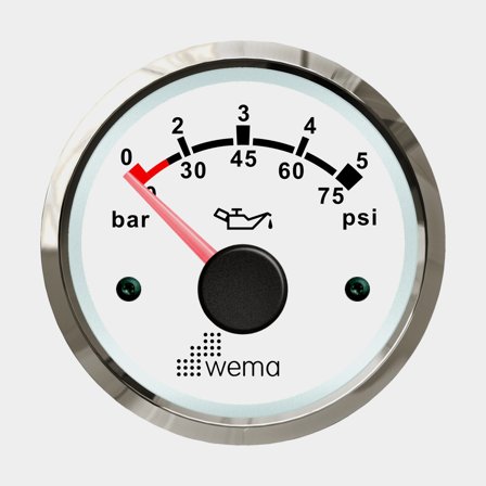 Oljetrycksmätare 5 bar vit Silverline