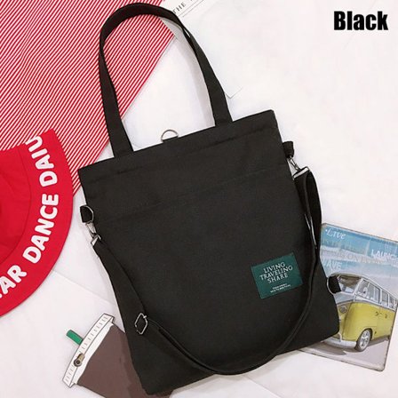 Kvinnor enkla axelväskor Travel Canvas Handväskor svart