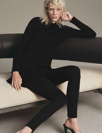 Mango Ribbed Knitted A-Line Dress - Black - L