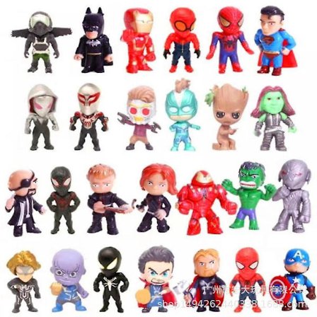 Superheltefigurer 26 Dele Mini Samlerobjekter 4 cm Ultimativt Superhelte Legesæt, Julekalender Fyld Påskeæg Helte Kagedekoration Hol