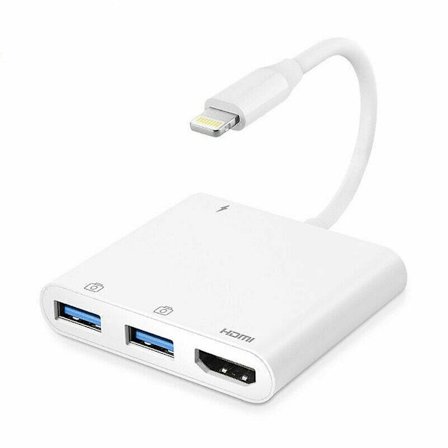 Lightning HDMI-kabel USB 3.0 PD Kamera AV-adapter Kompatibel med iPhone SE XS XR 11Pro iPad