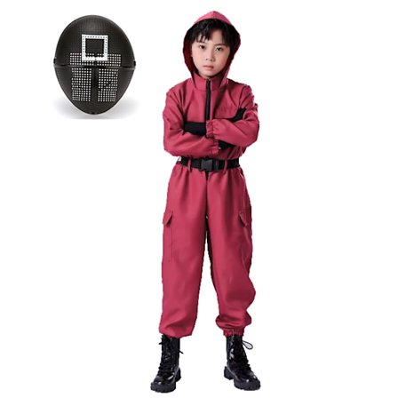 Xbi- Squid Game 2 Barnkläder med Mask Clothes+mask