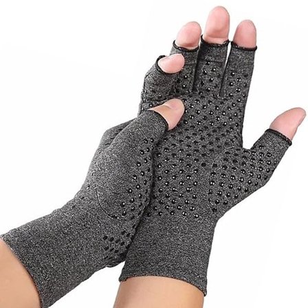 Gigtshandsker Kompressionshandsker Til Gigt Halvfinger Kompressionshandsker Ledplejehandsker Skridsikre Handsker Cykelhandsker Beskyttende Grå