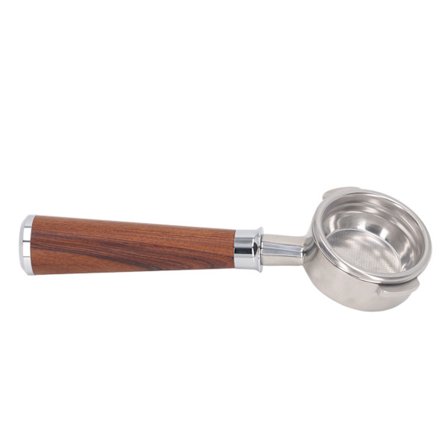 58mm Bottenlöst Portafilterhandtag i Rostfritt Stål med Rosenträ för Nuova Kaffemaskin