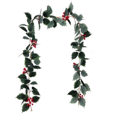 Julekrans Vinter Røde Bær Julebordpynt Kristtornblader Krans Julegrønt Kranser - Mørkegrønn