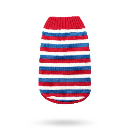 Urban Pup - Red, White & Blue Striped Sweater - Hundegenser, hundvester & T-skjorter til hunder