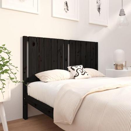 Vidaxl Sänggavel Svart 125,5x4x100 Cm Massiv Furu Svart