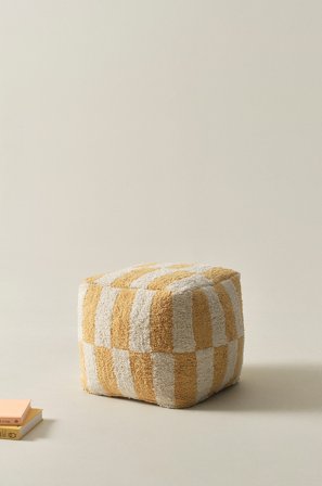 Jotex - Sittepuff 40x40 Cm Hvit/gul - MINDEN - Kjøp Sittepuffer hos Jotex