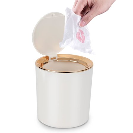 Liten Bordskorg med Lock, 2,6L Mini Plast Soptunna, ZQKLA