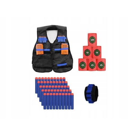 Kit Accessoarer Nerf - Taktisk Västar - 50 Ammunition - 6 Skum Mål - Förvaringsarmband