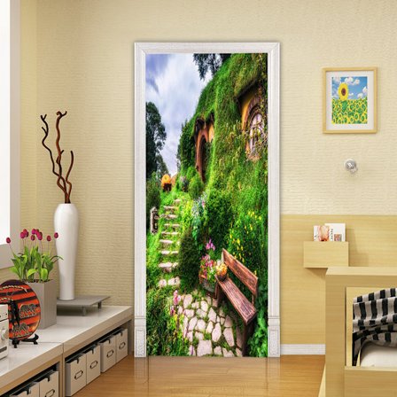 Vanntett selvklebende soverom vegg klistremerke dør klistremerke