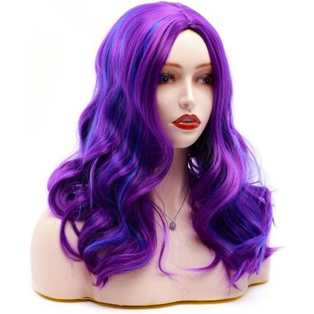 Feirrty Mal-peruukki lapsille tytöille, sininen ja violetti sekoitus