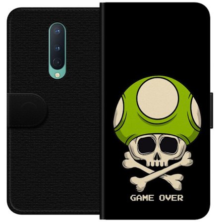 Yhteensopiva Lompakkokotelo OnePlus OnePlus 8 Pelimotiivi, jossa on kuolonsyöjä ja vihreä sieni retro pelityylillä ja tekstillä game over