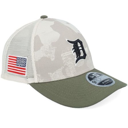 New Era - MLB Camo trucker Keps - Detroit Tigers MLB Armed Forces Day 9FORTY Mc Stone/Olive A-frame Trucker @ Hatstore