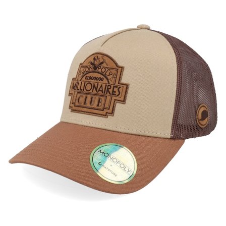Monopoly - Beige trucker Cap - Millionaires Club Engraved Brown/Khaki Trucker @ Hatstore