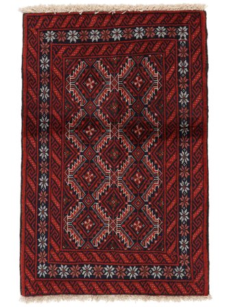 Beluch Teppe Håndknyttet 82X125 Svart/Mørk Rød Persia/Iran