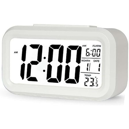 Dekorativ Digital Klokke, Multifunksjonell LCD Elektronisk Klokke med Stor Skjerm Batteridrevet, Bakgrunnsbelysning Sensor Berørings-LED Vekkerklokken