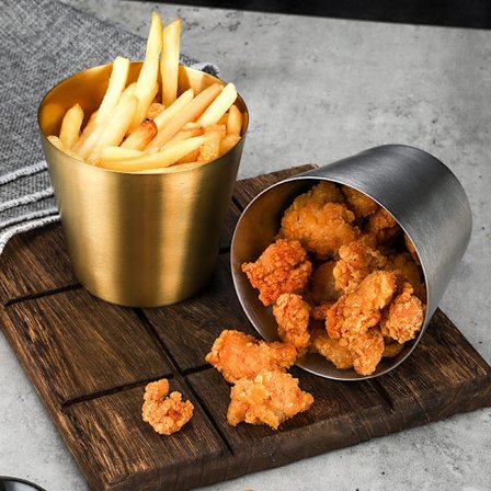 350 ml ranskalaiset perunat -kuppi, kestävä, ruostumaton teräs ranskalaisten tarjoiluun