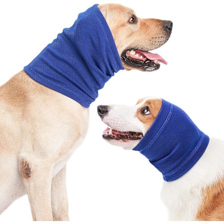 Hundeørevarmer, Hundeøremuffer Hundehætte til støjbeskyttelse Angstlindring Hals- og ørevarmer til hunde og katte(Blå, Stor)