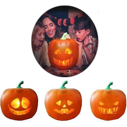 N/f Halloween Flash, Halloween Talende Animeret LED Græskar Projektionslampe Til Hjemmefest, 3-i-1 LED Græskar Projektionslampe-lingling}