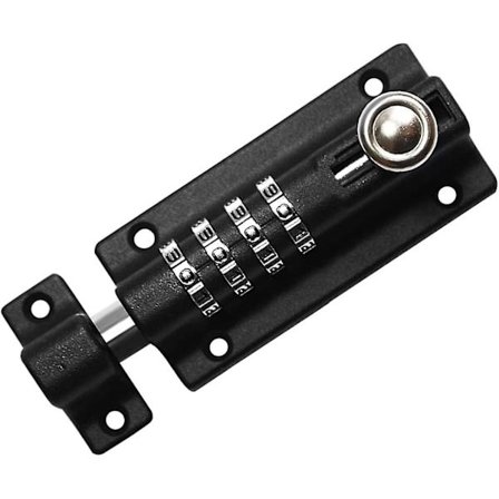 4-numeroinen yhdistelmälukitus oven liukuluodille, aseta oma koodi. Paksu kiinteä sinkkiseos, 1 pakkaus, musta