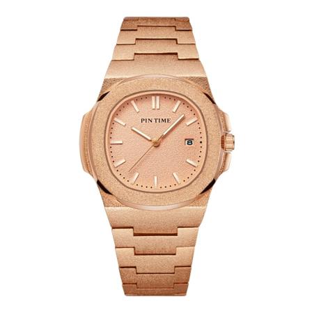 PINTIME Nytt mode för män Casual PP watch Frostat case Quartz Urtavla Klockor Lyxdesign Män Sport Armbandsur Present med låda rose goldA