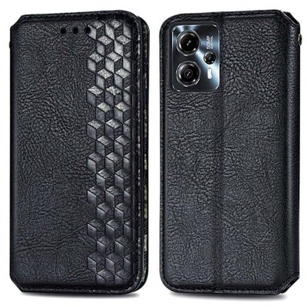 Läder Motorola Moto G23 / Motorola Moto G13 fodral med romb-design - Svart